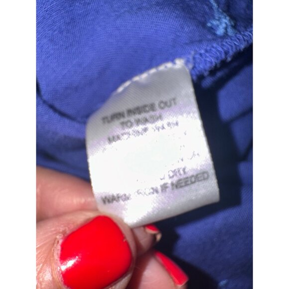 Tru Luxe Cobalt Blue Embroidered Boho Cottage Core Casual Tunic S/S Blouse Top S - Picture 7 of 10